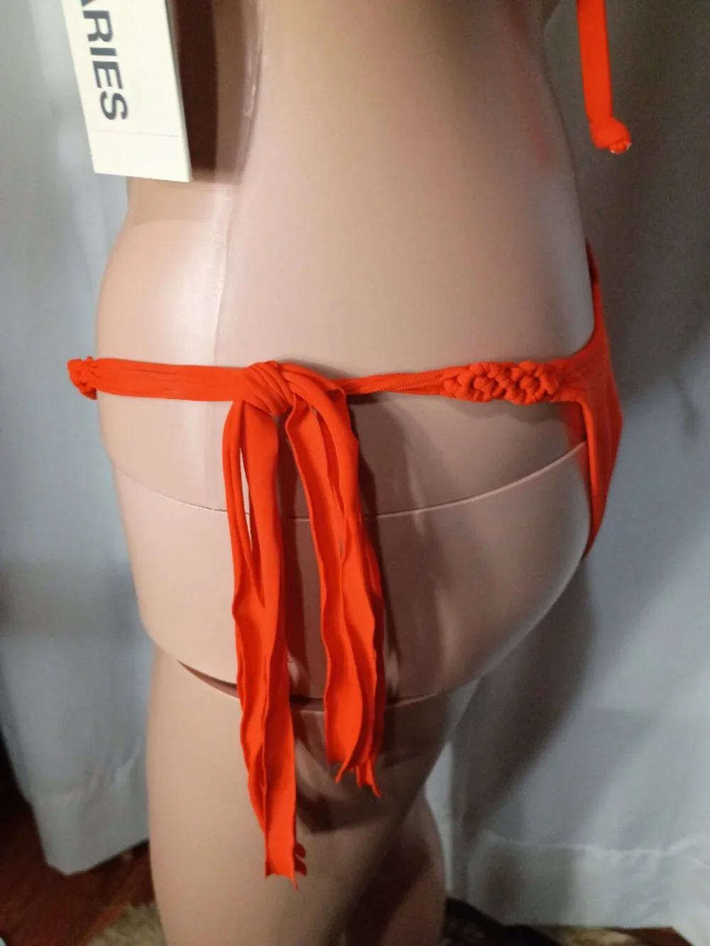 No boundaries boho orange soleil red bikini with macrame sides size XXS (00)